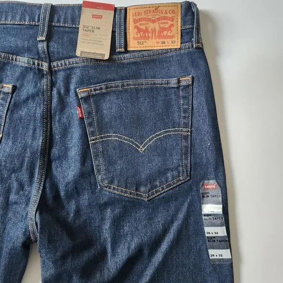 Levi's 512 Jeans Mens Size 38x32 Lot of 2 Slim Taper Stretch Medium Blue Denim - Picture 15 of 16
